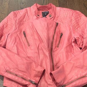 Guess Women's Vibrant Pink Leather Jacket